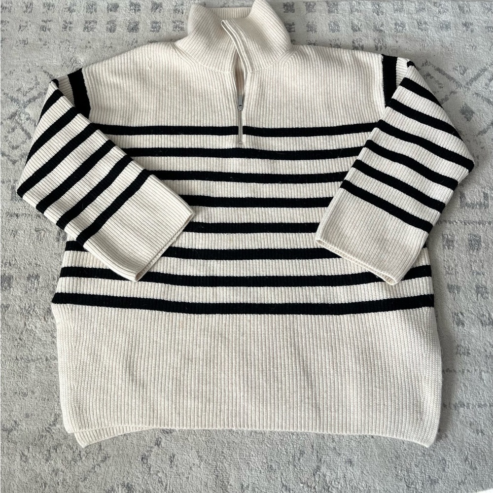 Striped Black and Cream Oversized Women's Sweater